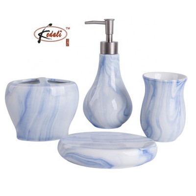 Luxury Ceramic Bath Set Marble Effect Hotel Bathroom Accessory