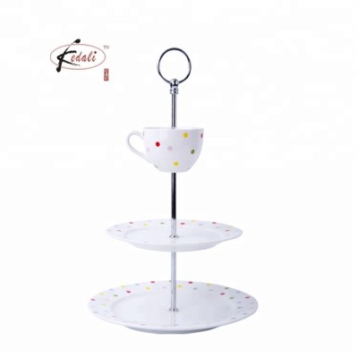 3 tier white ceramic cake stand