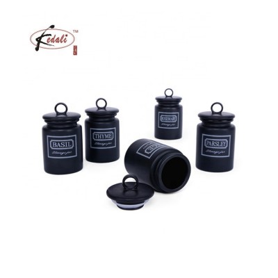 5 pcs in set 4.5 inch 200ml kitchen matte black spice jar