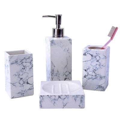 Ceramic Dolomite Bathroom Accessory Marble Effect 4 Pieces Set